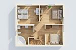 Grundriss - Ferienhaus See Idyll 2 mit Kamin, Terrasse und 2 Bädern - Top-Hundeurlaub