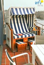 Balkon mit Strandkorb (Strandkorb aktuell in Reparatur) - Ferienwohnung 23 - Top-Hundeurlaub