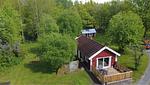 Luftbild des Ferienhauses nahe dem Ruskensee - Hus Rusken - Top-Hundeurlaub