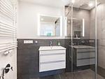 Badezimmer 1: Regendusche, WC, Badewanne und Föhn - FeWo GiGi in PRORA mit Meerblick | Balkon - 8.42 - Top-Hundeurlaub