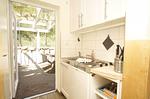 Küche / Küchenzeile - Bungalow Hanseatchen: Terrasse - Top-Hundeurlaub