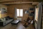 Wohnzimmer im Log Home in Stöllet – gemütlicher Wohnraum im Blockhaus - Log Home - Top-Hundeurlaub