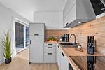 Küche / Küchenzeile - Ferienwohnung TheViewA05 Leuchtturmkiek Dagebüll - Top-Hundeurlaub