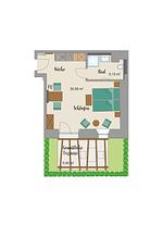 Grundriss - Appartement "Schwan 1" mit Terrasse - 5* - Top-Hundeurlaub