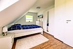 Schlafzimmer - Ferienhaus Haffliebe mit Sauna und Kamin - Top-Hundeurlaub