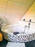 Badezimmer - Ferienhaus Haffliebe mit Sauna und Kamin - Top-Hundeurlaub