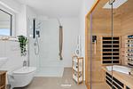 Badezimmer - Ferienwohnung Havhus Olpenitz - Top-Hundeurlaub