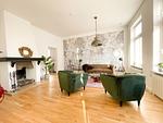 Wohnzimmer - Altbauwohnung mit Panorama Schleiblick, Balkon und Kamin im Herzen von Schleswig - Top-Hundeurlaub