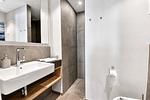 Badezimmer - Ferienwohnung Strandperle 1 in der Villa Martha Binz - Top-Hundeurlaub