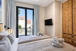 Schlafzimmer - Ferienwohnung Reetkoje 2 in der Villa Martha Binz - Top-Hundeurlaub