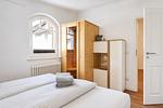 Schlafzimmer - Ferienwohnung Strandnest in der Villa Gudrun Binz - Top-Hundeurlaub