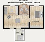 Grundriss - Ferienwohnung Alter Leuchtturm - Top-Hundeurlaub