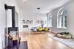 Wohnzimmer - Ferienwohnung Fürst Malte Loft I Design & Pool Putbus - Top-Hundeurlaub