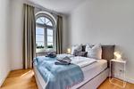 Schlafzimmer - Ferienwohnung Fürst Malte Loft I Design & Pool Putbus - Top-Hundeurlaub