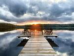 Steg am See mit Sonnenuntergang in Schweden - Villa Yasjö - Top-Hundeurlaub