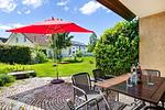 Terrasse mit Garten - Ferienwohnung Aussichtsreich - Top-Hundeurlaub