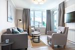 Wohnzimmer - Exklusivsuite 3.09 mit Strandkorb am Strand - Top-Hundeurlaub