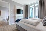 Schlafzimmer - Exklusivsuite 3.09 mit Strandkorb am Strand - Top-Hundeurlaub