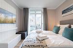 Schlafzimmer - Exklusivsuite 3.09 mit Strandkorb am Strand - Top-Hundeurlaub