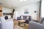 Wohnzimmer - Deluxe-Apartment 2.07 mit Strandkorb am Strand - Top-Hundeurlaub