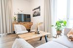 Wohnzimmer - Hello Holidays: Haus Luft | Penthouse | Sauna | Park - Top-Hundeurlaub