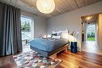 Schlafzimmer blau mit Doppelbett 140 x 200 cm im EG - Haifischsieben - Top-Hundeurlaub