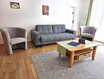 Wohnzimmer - Ferienwohnung Feuerstein - in Hafennähe - Top-Hundeurlaub
