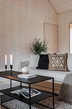 Moderner Wohnbereich mit skandinavischem Design im nachhaltigen Ferienhaus CIRCUITUS - CIRCUITUS - Top-Hundeurlaub