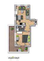 Grundriss, 2D Plan - Soldanella 2 by Alpenidyll Apartments - Top-Hundeurlaub