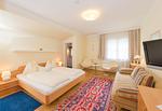 Schlafzimmer 1, Doppelbett, Sofa und Fernseher - City Life 4 by Alpenidyll Apartments - Top-Hundeurlaub