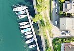 Appartement von oben aus der Luft - Nur 30 Meter bis zum Wasser - Charmantes Appartement am Hafen mit gratis Bettwäsche-Paket und Terrasse - Top-Hundeurlaub