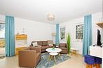 Wohnzimmer - FeWo10-1: strandnah,Terrasse,Sauna,Pool - Top-Hundeurlaub