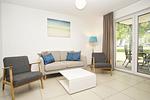 Wohnzimmer - FeWo30-2: strandnah,Terrasse,Sauna,Pool - Top-Hundeurlaub