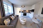 Küche / Küchenzeile - FeWo 08 MEERferien: Terrasse - Top-Hundeurlaub