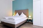 Schlafbereich mit Doppelbett - Aparthotel Anna Düne 0-08 - Top-Hundeurlaub