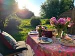 Terrasse - Reetdachkate Fjord Cottage - Haushälfte Backbord - Top-Hundeurlaub