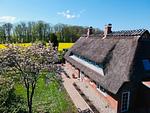 Vogelperspektive - Reetdachkate Fjord Cottage - Haushälfte Backbord - Top-Hundeurlaub