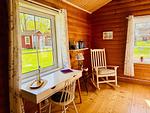 Heller Wohnbereich mit Blick in den Garten - Haus Sommerlycka - Top-Hundeurlaub