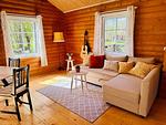 Gemütlicher Wohnbereich mit Sofa im Ferienhaus Sommerlycka - Haus Sommerlycka - Top-Hundeurlaub