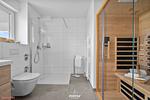Badezimmer - Ferienwohnung Perfekte Welle Olpenitz - Top-Hundeurlaub