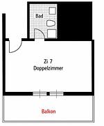 R07_Zimmer Rosenhof_Grundriss - Doppelzimmer mit Balkon Nr. 07 - Top-Hundeurlaub