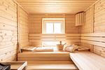 Gemütliche Sauna mit Holzverkleidung und Fenster - Windlooper 1 - Top-Hundeurlaub