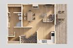 Grundriss - Ferienhaus Wiesenblick mit Kamin, Terrasse, Badewanne und Dusche - Top-Hundeurlaub