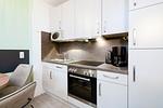Küche / Küchenzeile - Beach Apartment 5 mit Balkon, Gemeinschaftssauna und Grillplatz - Top-Hundeurlaub