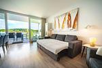 Wohnbereich mit Schlafcouch - Promenadenvilla 03 Wohnung 06 - Top-Hundeurlaub