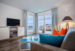 Wohnzimmer - Ferienwohnung Meereskieker Olpenitz - Top-Hundeurlaub