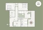 Grundriss - Apartment A14 „Familienapartment mit 2 Bädern & Balkon“ im "Pine Hill Resort" - Top-Hundeurlaub