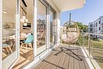 Balkon - Ferienwohnung Haff & Herz mit Fitness, Sauna, Freizeit- und Kinderspielbereich - Top-Hundeurlaub