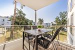 Balkon - Ferienwohnung Haff & Herz mit Fitness, Sauna, Freizeit- und Kinderspielbereich - Top-Hundeurlaub