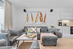 Wohnzimmer - Ferienwohnung "Dünengras 53° Nord" Priwall Travemünde - Top-Hundeurlaub